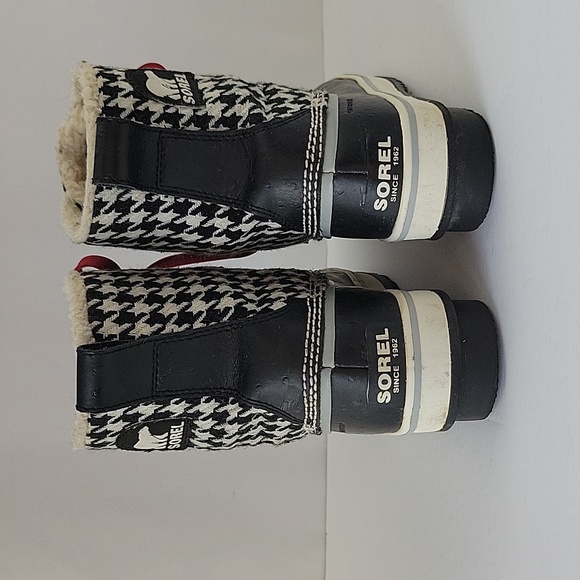 Sorel Tivoli Houndstooth Waterproof Duck Boots Black & Cream Size 7 - Picture 5 of 12
